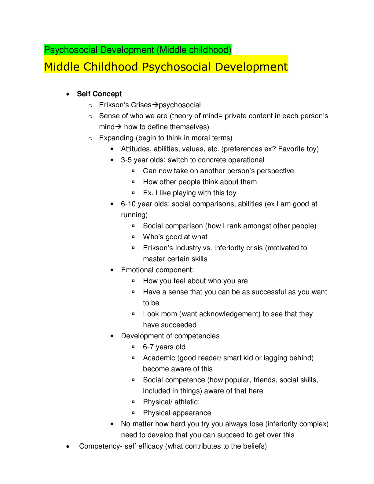 Preview image for Psychosocial Development (Middle childhood)